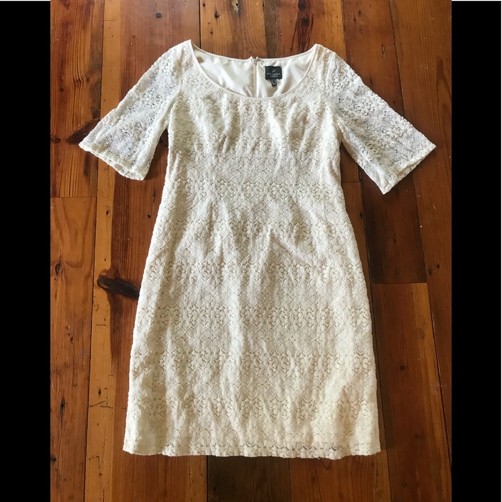 Adrianna Papell cream lace shift dress